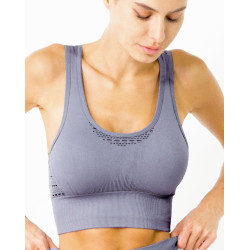 Mesh Seamless Bra with Cutouts - Grey Purple Mesh Seamless Bra with Cutouts - Grey Purple