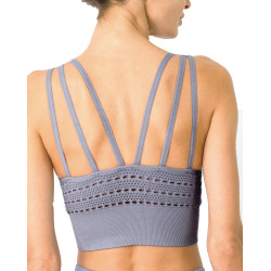 Mesh Seamless Bra with Cutouts - Grey Purple Mesh Seamless Bra with Cutouts - Grey Purple