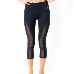 L'espace Low-Waisted Capri Leggings with Mesh Panels and Reflective Strips L'espace Low-Waisted Capri Leggings with Mesh Panels and Reflective Strips