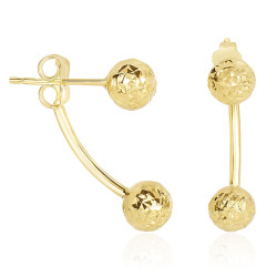 14k Yellow Gold Double Sided Diamond Cut Ball Earrings 14k Yellow Gold Double Sided Diamond Cut Ball Earrings