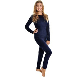 DDI 2320513 Angelina Women&apos;s Velvet Long Sleeve Thermal Set - Small - Medium (Navy) Case of 12