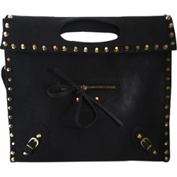 Aryana Ashlyn6blk Black Handbag With Twist Lock Flap Aryana Ashlyn6blk Black Handbag With Twist Lock Flap