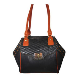 Aryana Ashlyn7blk Black Handbag With Twist Lock Flap Aryana Ashlyn7blk Black Handbag With Twist Lock Flap