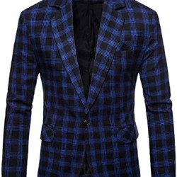Men's Plaid Suit Jacket Casual One Button Regular Fit Blazer Classic Plaid Sport Coat Stylish Dress Coat Men's Plaid Suit Jacket Casual One Button Regular Fit Blazer Classic Plaid Sport Coat Stylish Dress Coat