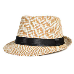 Men's shading sunscreen woven spring and summer new jazz top hat Men's shading sunscreen woven spring and summer new jazz top hat