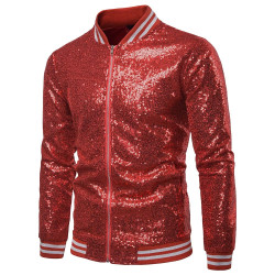 New Men Shiny Gold Sequin Jackets Glitter Male Nightclub Zipper DJ Stage New Men Shiny Gold Sequin Jackets Glitter Male Nightclub Zipper DJ Stage