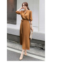 Elegant Chiffon Long Sleeve Shirt Dress Women Belt Lace Up A line Elegant Chiffon Long Sleeve Shirt Dress Women Belt Lace Up A line