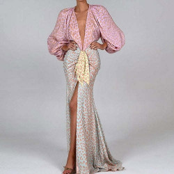 Mandylandy Women Elegant Print Bohemian Long Dress Fashion Female Ins