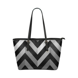Black And Gray Herringbone Style Leather Tote Bag