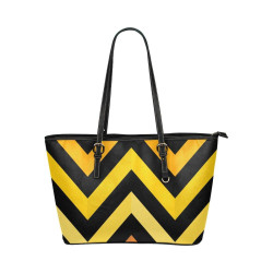 Black And Yellow Herringbone Style Leather Tote Bag