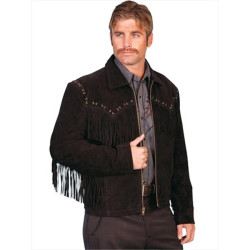 Scully 221-19-L Men Leather Fringe Jacket - Black Boar Suede, Large Scully 221-19-L Men Leather Fringe Jacket - Black Boar Suede, Large